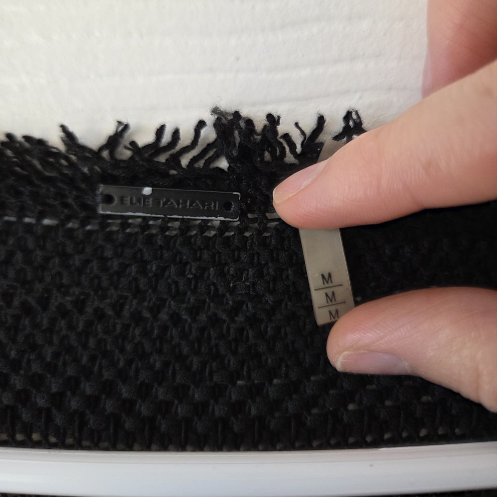 Elie Tahari Black Knit Cardigan M Fringe Hem - Picture 3 of 6